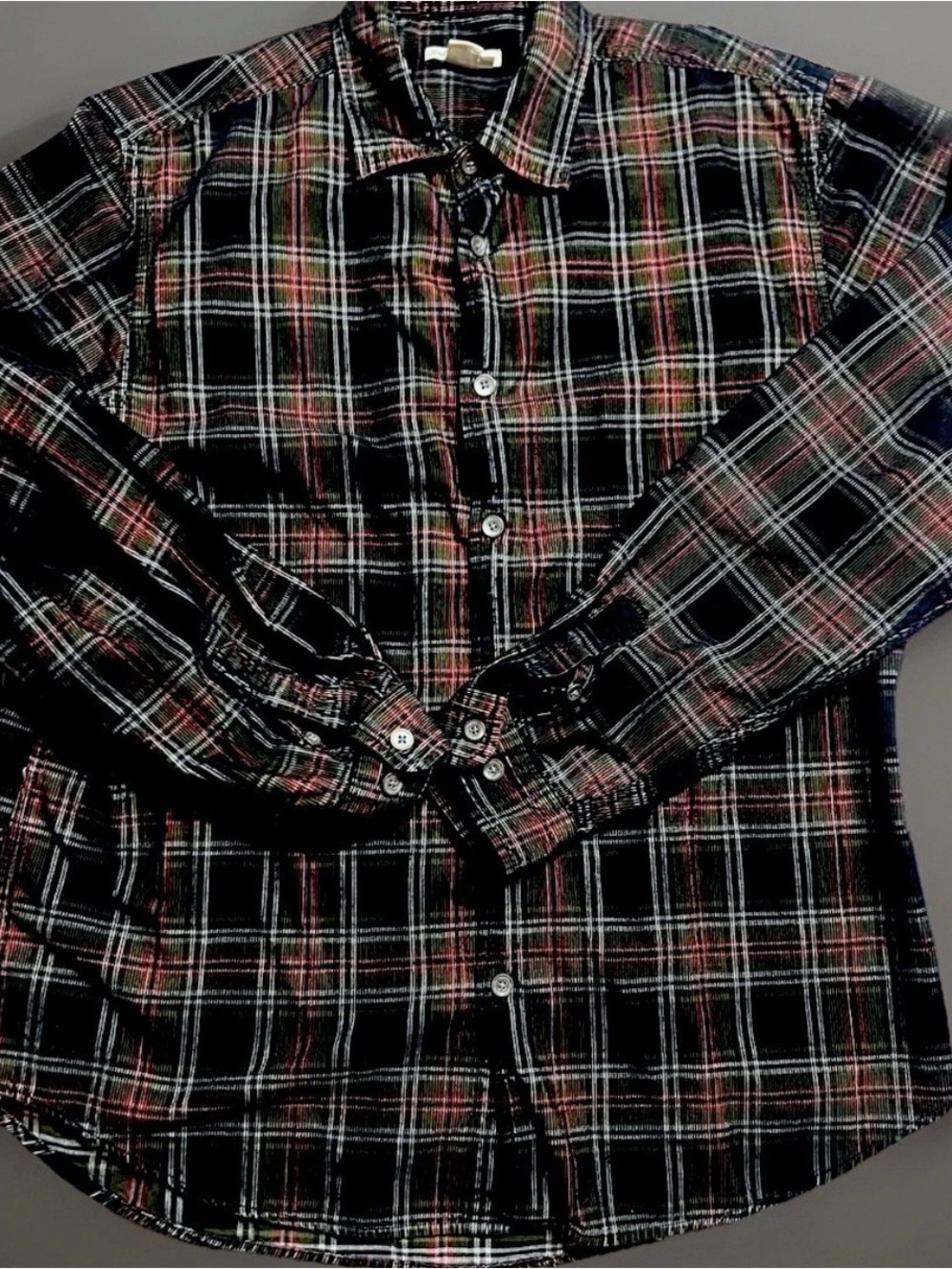 Carbon2Cobalt Plaid Button Up Shirt Men’s Medium Black Red